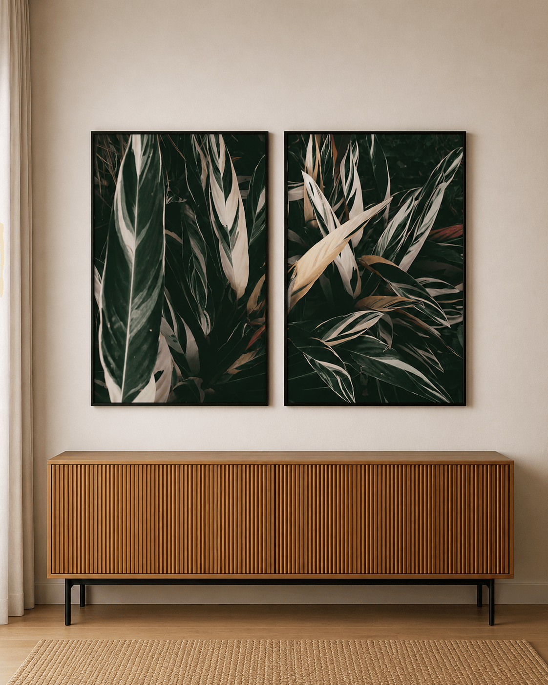 KIT 2 QUADROS DECORATIVOS - FOLHAGEM